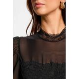 MORGAN - Body - Zwart - Viscose - Lange Mouwen, Kanten Inzetstukken