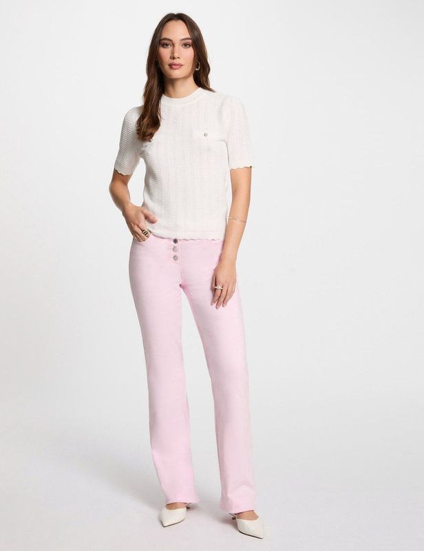 MORGAN - Trui - Off White - Polyester - Korte Mouwen