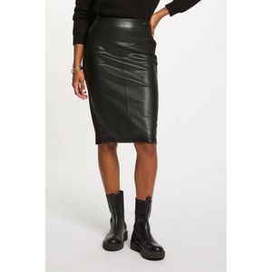 Morgan - Imitatieleren Rok - Zwart - Middellange Lengte