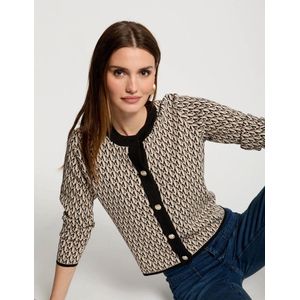 Morgan - Vest 251-MESTA - Zand - Damesvest met Lange Mouwen en Monogramprint