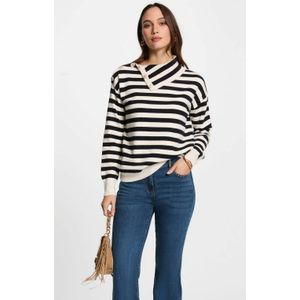 Morgan - Fijn Gebreide Trui - Ecru - Viscose - Opstaande Kraag