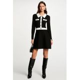 Morgan - Korte Jurk - Zwart - Polyester - Lange Mouwen
