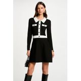 Morgan - Korte Jurk - Zwart - Polyester - Lange Mouwen