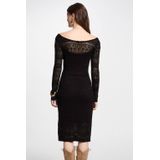 Morgan - Midi Jurk - Zwart - Viscose - Lange Mouwen