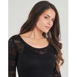 Morgan - Midi Jurk - Zwart - Viscose - Lange Mouwen