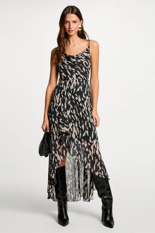 Jurk - CEREMONY - Dierenprint - Mouwloos - 7/8 Lengte - Getailleerd