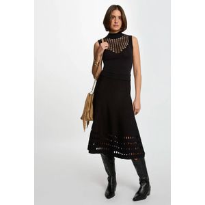 Morgan - Midi Jurk - Zwart - Mouwloos - Opstaande Kraag