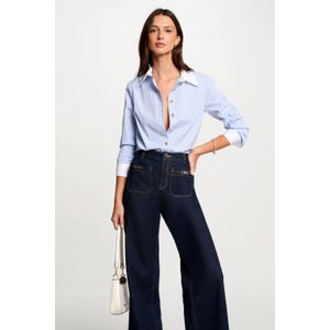 Blouse - Krijtstrepen - Gladde Stof - Lange Mouw - Normale Pasvorm