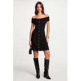 Morgan - Off Shoulder Jurk - Zwart - A-lijn
