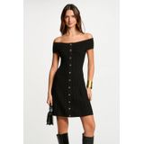 Morgan - Off Shoulder Jurk - Zwart - A-lijn