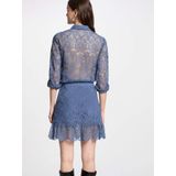 MORGAN - Korte Rok - Blauw - Polyester - Ruches en Elastische Tailleband