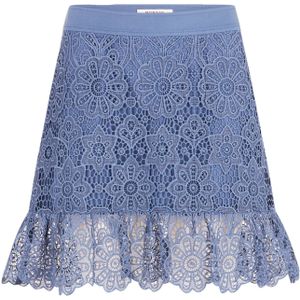 MORGAN - Korte Rok - Blauw - Polyester - Ruches en Elastische Tailleband