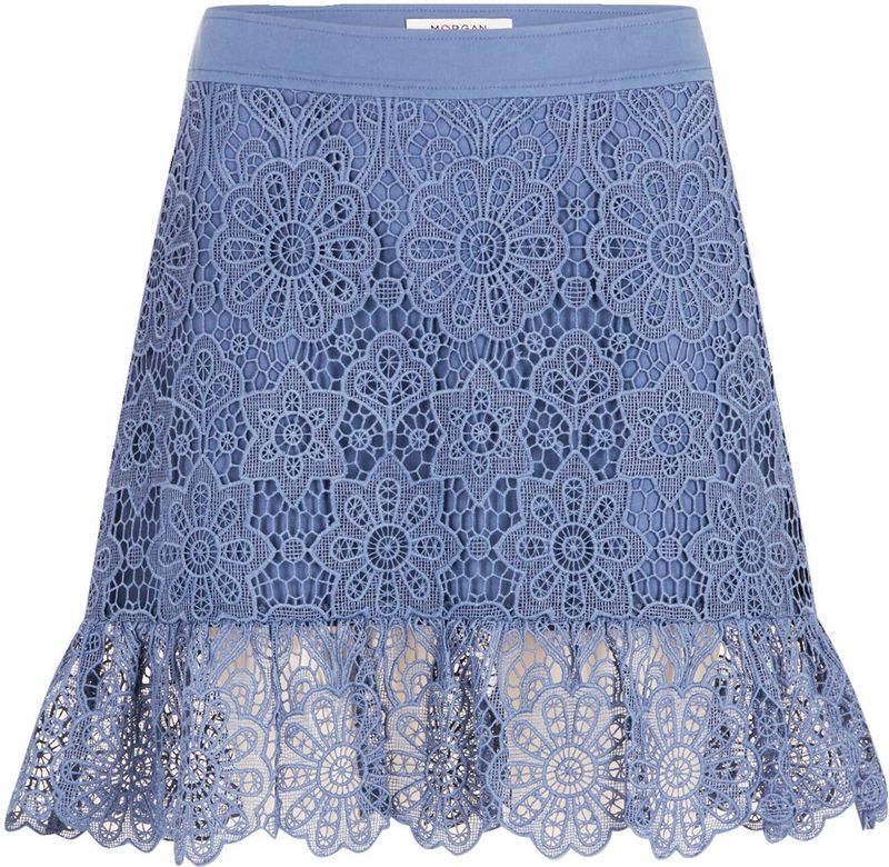 MORGAN - Korte Rok - Blauw - Polyester - Ruches en Elastische Tailleband