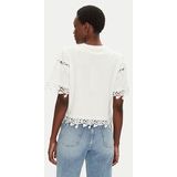 MORGAN - T-shirt - Wit - Katoen - Korte Mouwen met Guipure-details