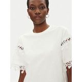 MORGAN - T-shirt - Wit - Katoen - Korte Mouwen met Guipure-details