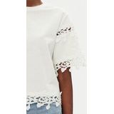 MORGAN - T-shirt - Wit - Katoen - Korte Mouwen met Guipure-details