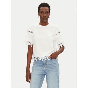 MORGAN - T-shirt - Wit - Katoen - Korte Mouwen met Guipure-details