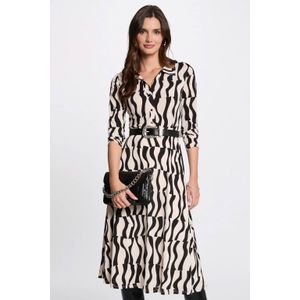 Jurk - 3/4 Lengte - Gevoerde Zoom/Rand - Polokraag - Lange Mouw - All-over Patroon