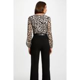 MORGAN - Wikkel-T-shirt - Zwart - Lange Mouwen - Bedrukt