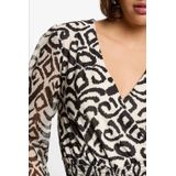 MORGAN - Wikkel-T-shirt - Zwart - Lange Mouwen - Bedrukt