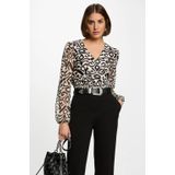 MORGAN - Wikkel-T-shirt - Zwart - Lange Mouwen - Bedrukt