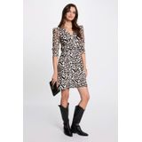 MORGAN - Bedrukte Trapeziumvormige Midi-Jurk - Zwart - Polyester