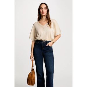 MORGAN - Trui - Ivoor - Viscose - Korte Mouwen - Fijn Tricot