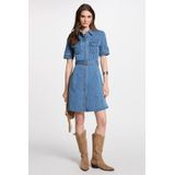 Morgan - Denim Jurk - Blauw - Katoen - Korte Mouwen