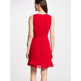 Jurk - Effen - V-hals - Mouwloos - Kort/mini - Wikkel Design - Normale Pasvorm