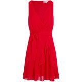 Jurk - Effen - V-hals - Mouwloos - Kort/mini - Wikkel Design - Normale Pasvorm