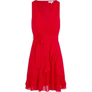 Jurk - Effen - V-hals - Mouwloos - Kort/mini - Wikkel Design - Normale Pasvorm