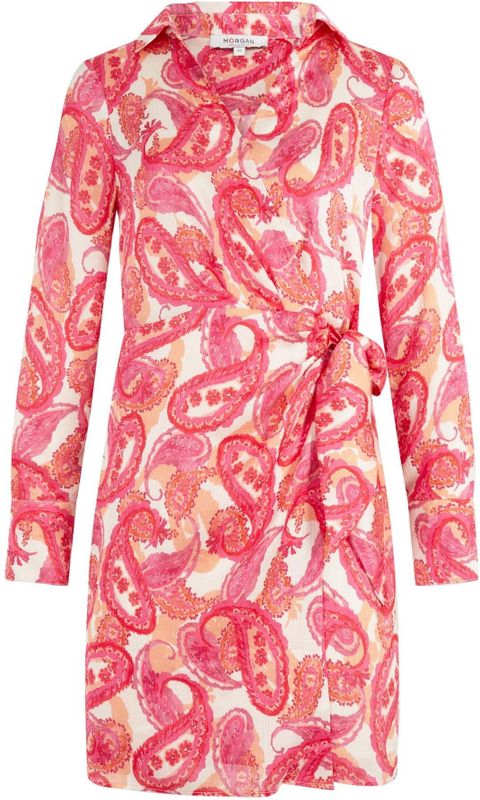 Jurk - Paisley - Gedrapeerd - Korte Lengte - Normale Pasvorm