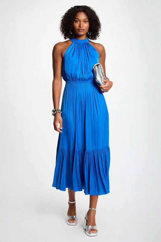 Morgan - Avondjurk - Blauw - Satijn - Mouwloos - Middellang