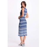 Morgan - Midi Jurk - Blauw - Fijn Gebreid - Mouwloos
