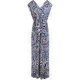 Morgan - Jurk - Beige/Navy - Lang/Maxi - V-hals - Gedrapeerd