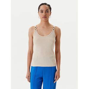 Morgan - Mouwloze Top - Zand - Met Glitter