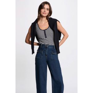 Morgan - Top - Marine - Lurex - Mouwloos - Ronde Hals