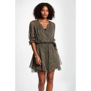 Morgan - Mini Jurk - Zwart - Driekwart Mouw - Overslagkraag