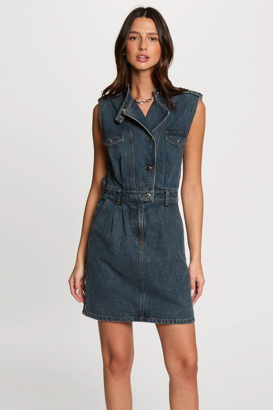 Morgan - 252-RNAPA - Jurk - Blauw - Mouwloos - Knoopsluiting