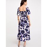 Morgan - RYAO - Jurk - Ecru/Aubergine - 3/4 Lengte - Bloemenprint