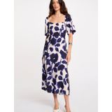 Morgan - RYAO - Jurk - Ecru/Aubergine - 3/4 Lengte - Bloemenprint