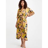 Morgan - Jurk - Geel - Polyester - Driekwart Mouwen