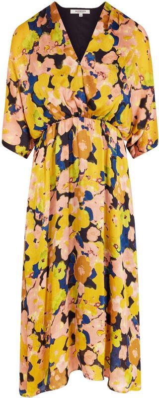 Morgan - Jurk - Geel - Polyester - Driekwart Mouwen