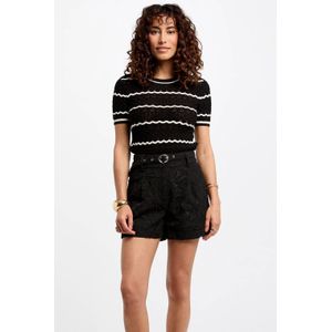 Morgan - Fijn Gebreide Trui - Zwart - Ajour