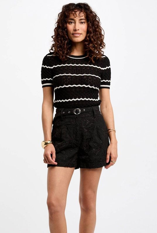 Morgan - Fijn Gebreide Trui - Zwart - Ajour