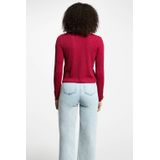 Morgan - Vest - Donkerrood - Rib Gebreid