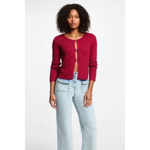 Morgan - Vest - Donkerrood - Rib Gebreid