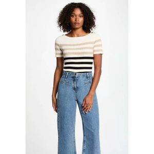 MORGAN - Gebreide Trui - Ivoor/Marine - Viscose