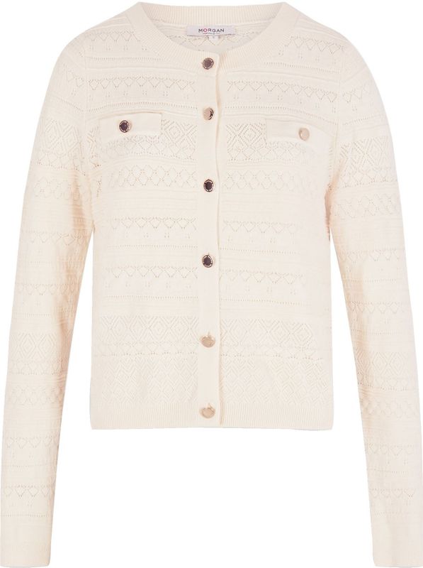 Morgan - Gebreid Vest - Crème - Lange Mouw - Normale Pasvorm