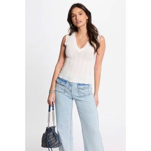 Morgan - Top - Wit - Fijn Gebreid - Mouwloos